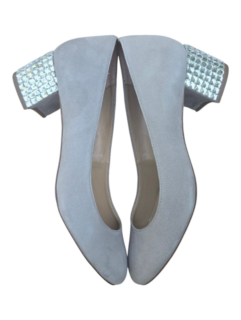 Michael Kors Arabella Suede Crystal Block Heel Pumps Taupe Beige 7.5 - Picture 4 of 5
